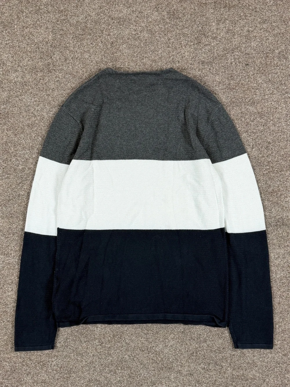 Armani Exchange Navy White Grey Stripe‎ Long Sleeve Lightweight Sweater Womens M